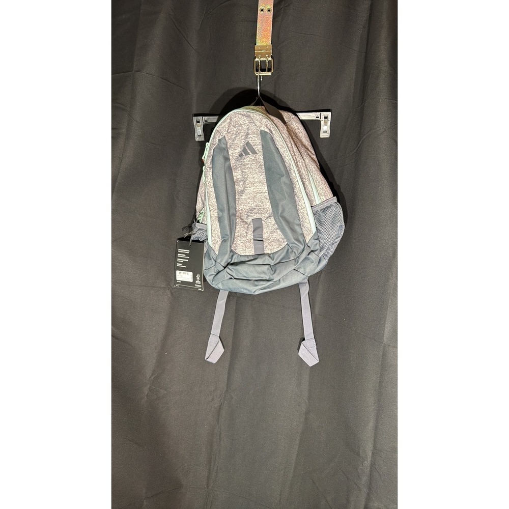 Adidas Excel Grey Heather Performance Backpack Mint Accents Sporty Bag
